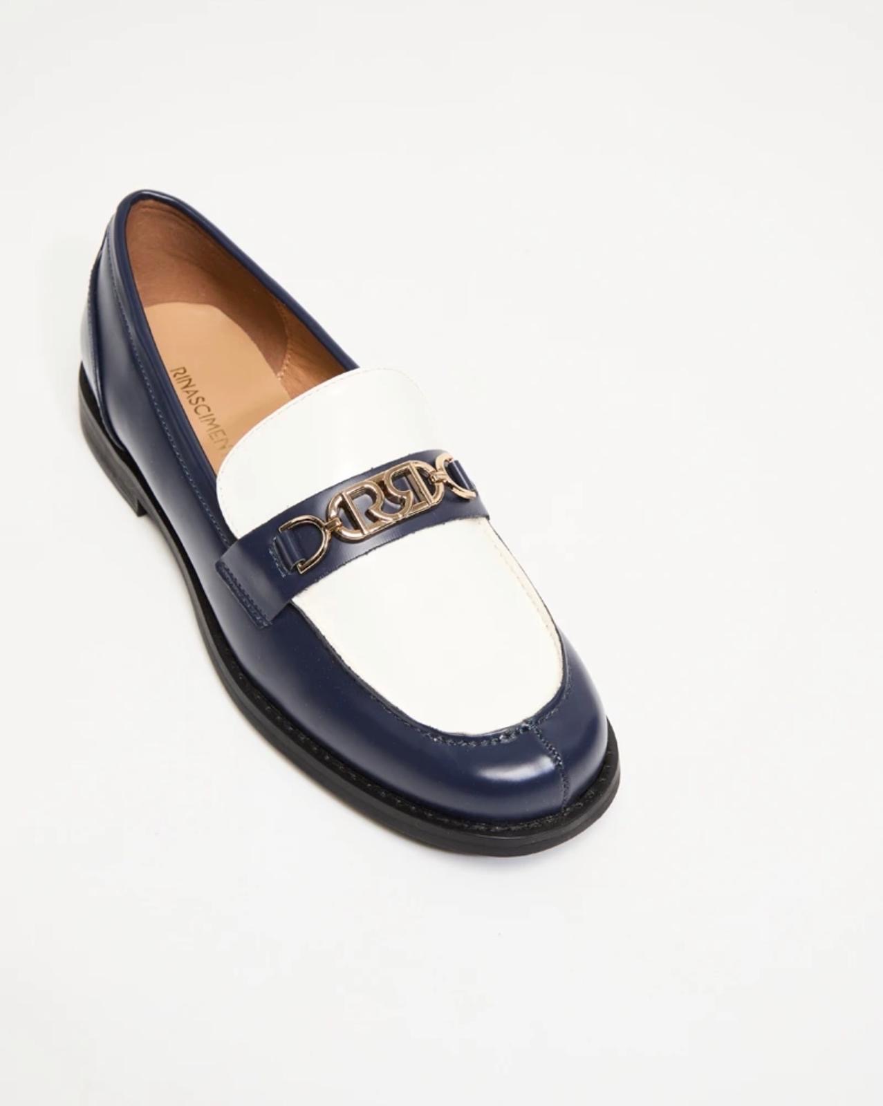 Mocassin bleu blanc Rinascimento