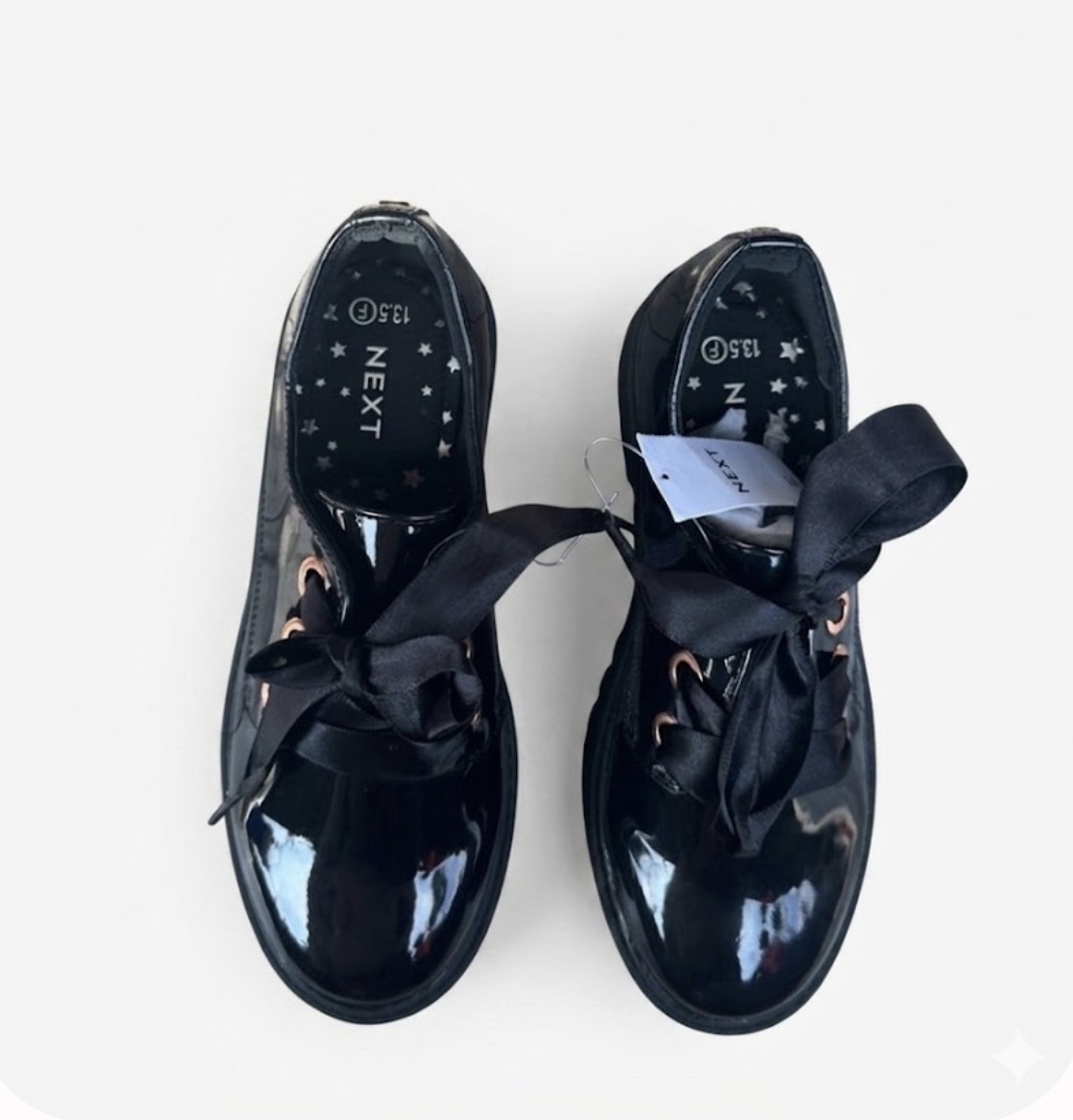 Derby noire vernie à lacets Next