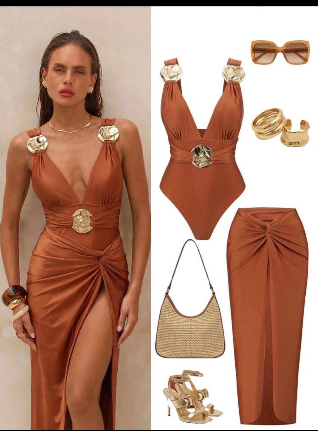Maillot de bain orange brique