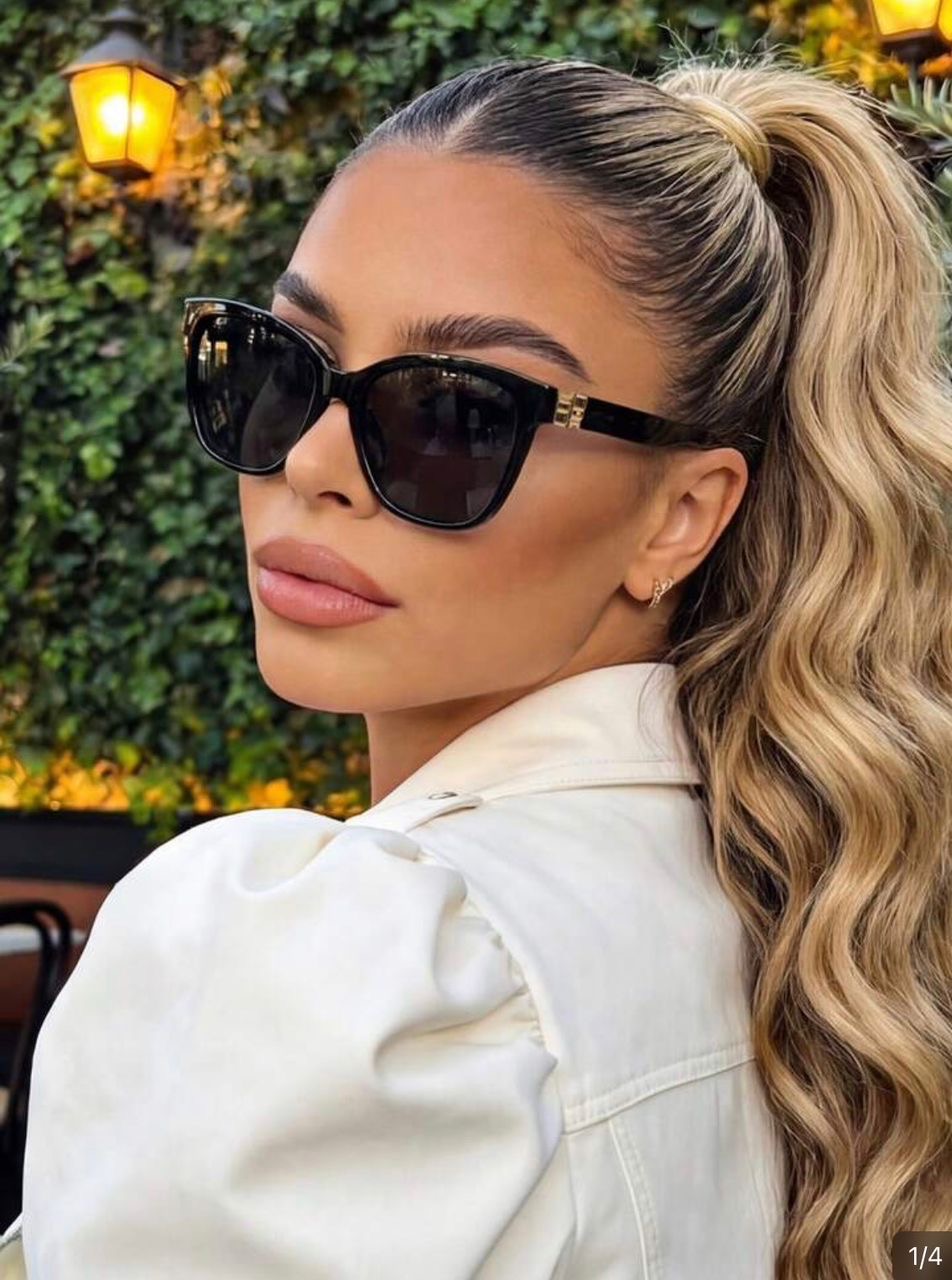Lunettes noire bande or coupe ronde