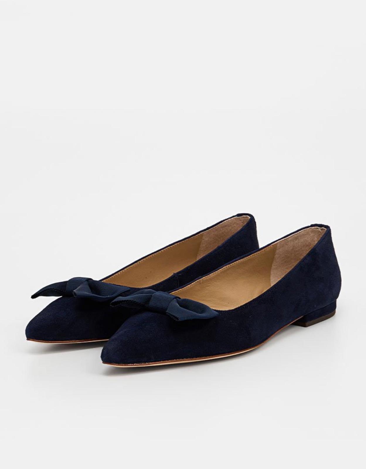 Ballerine bleu nuit à noeud Raph Lauren