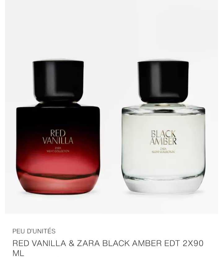 Parfum red vanilla & black Amber Zara 2*90ml