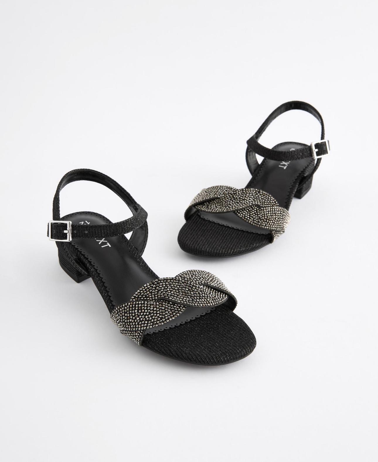 Sandale noire à strass