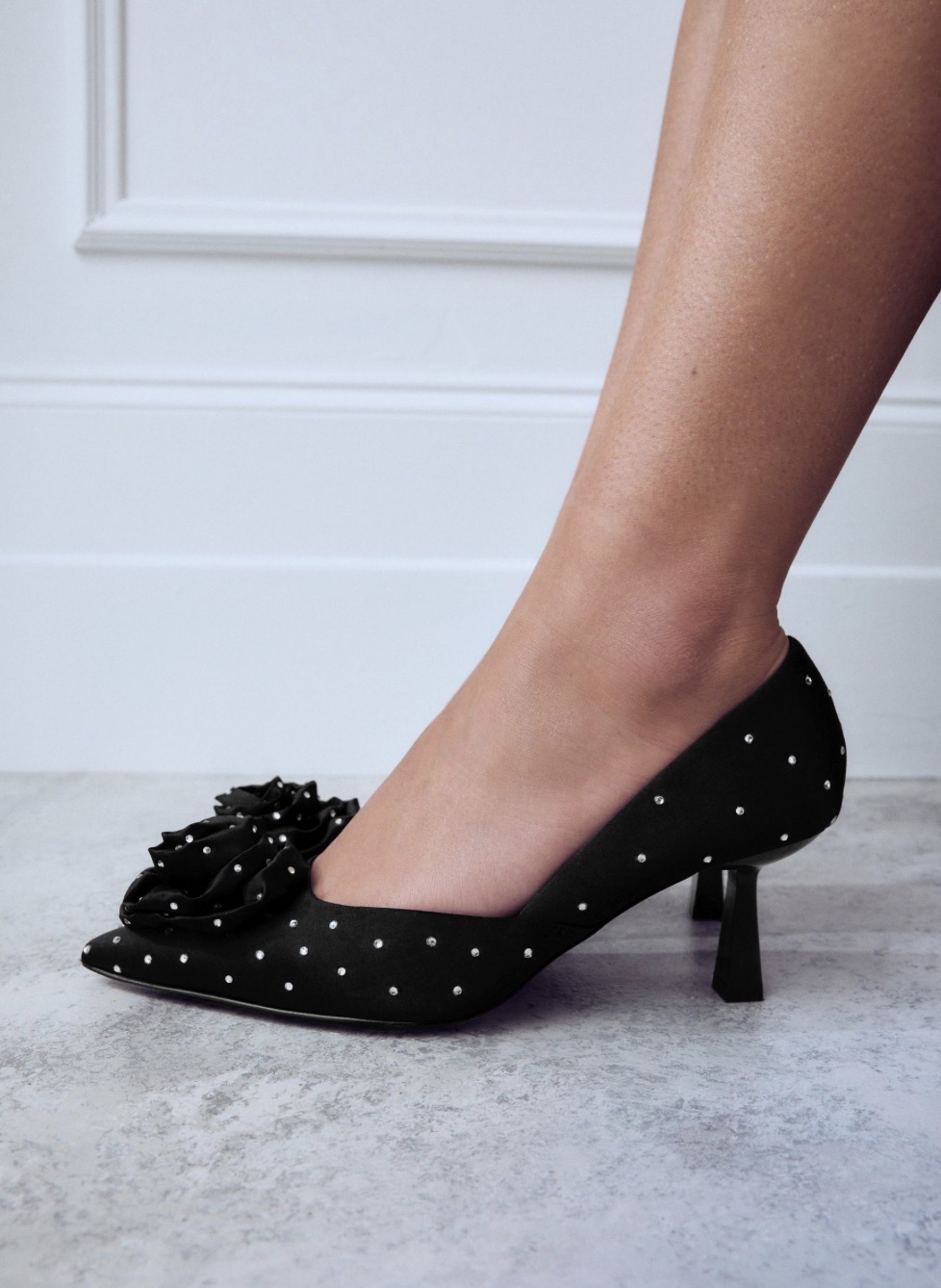 Escarpin noire strass à fleur