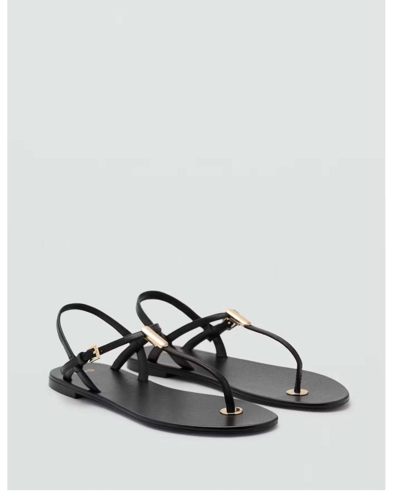 Sandale plate noire Mango
