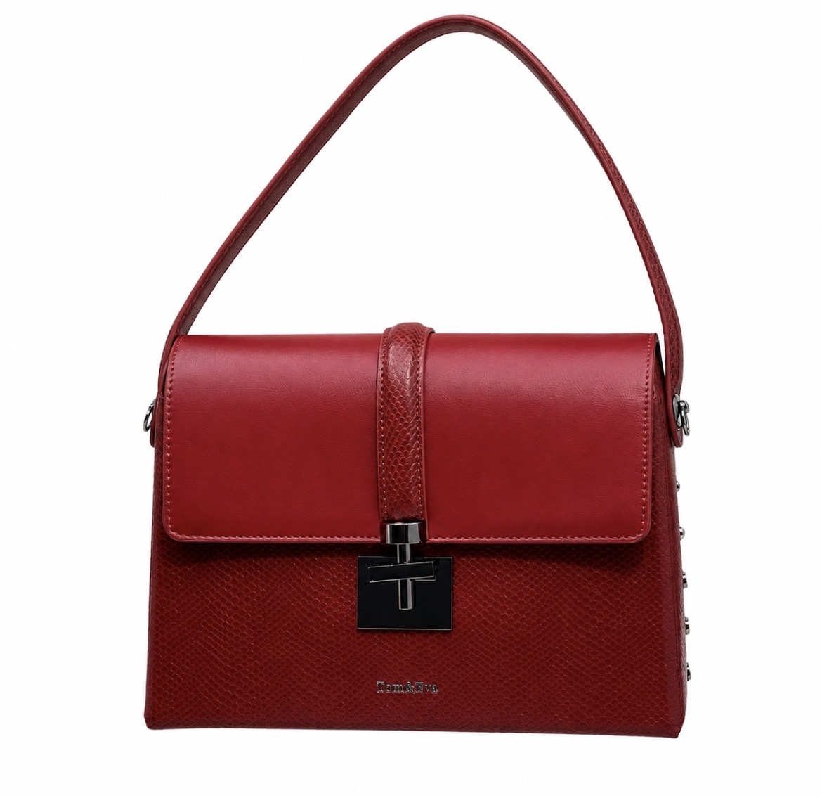 Sac carré rouge croco Tom&Eva