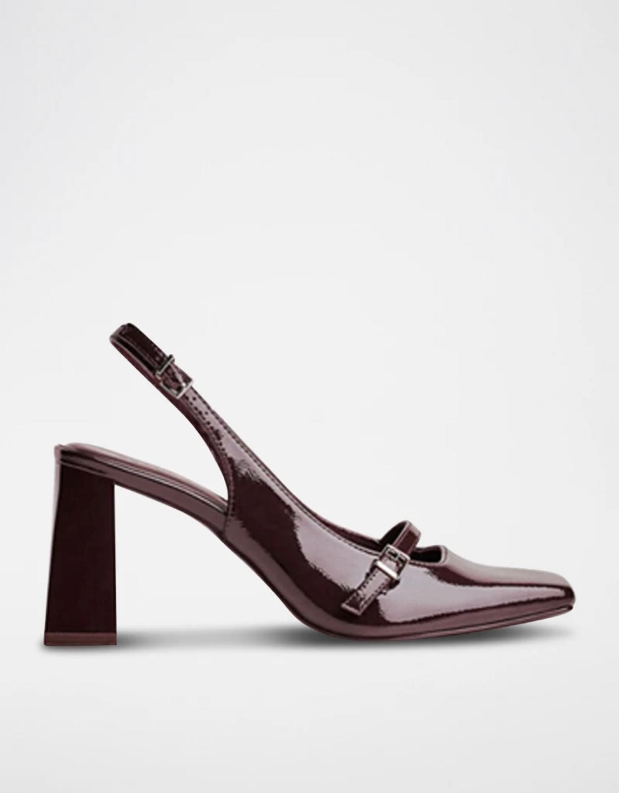 Slingback bloc bordeau Bershka