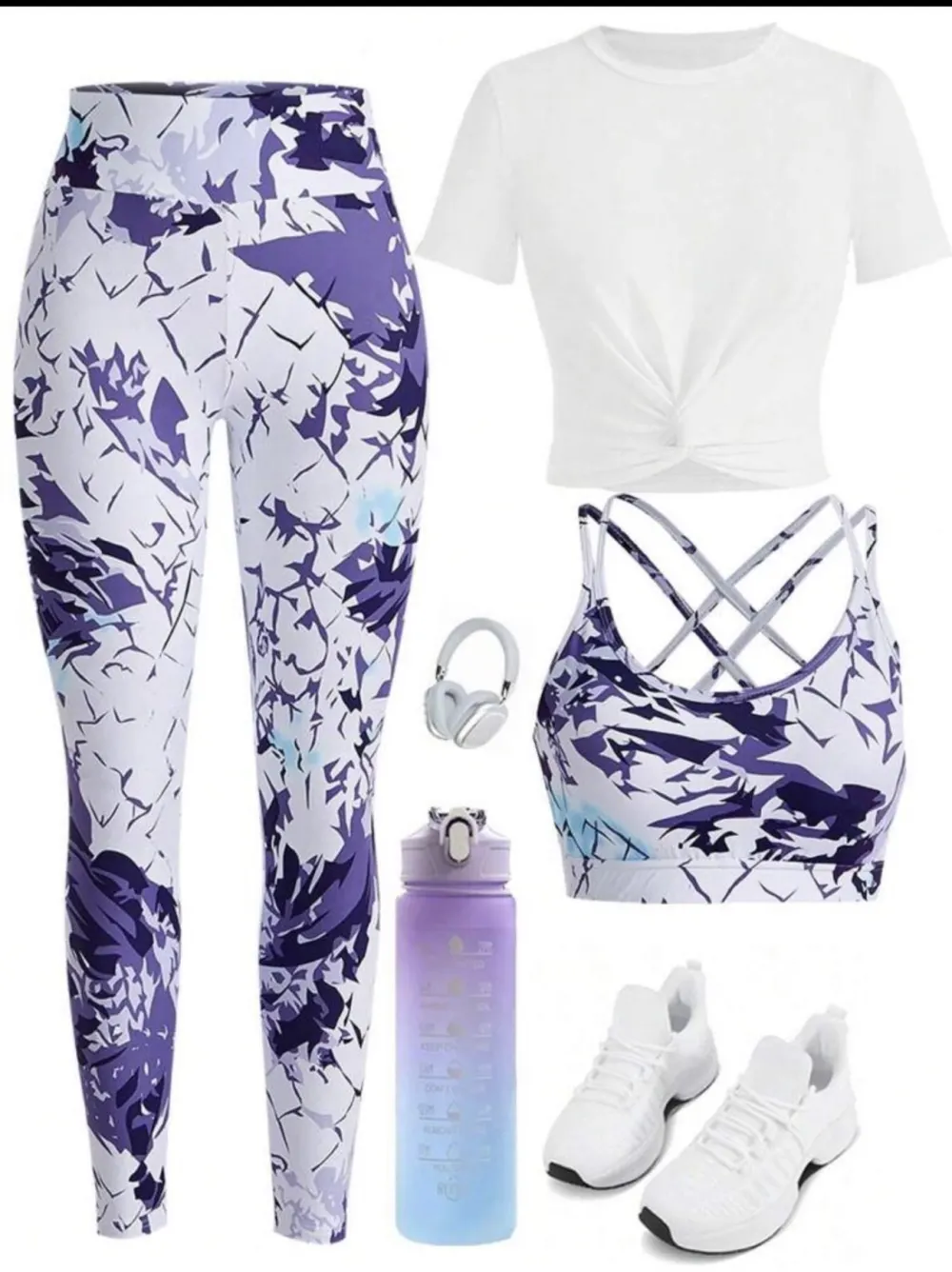 Ensemble de sport trio violet blanc S