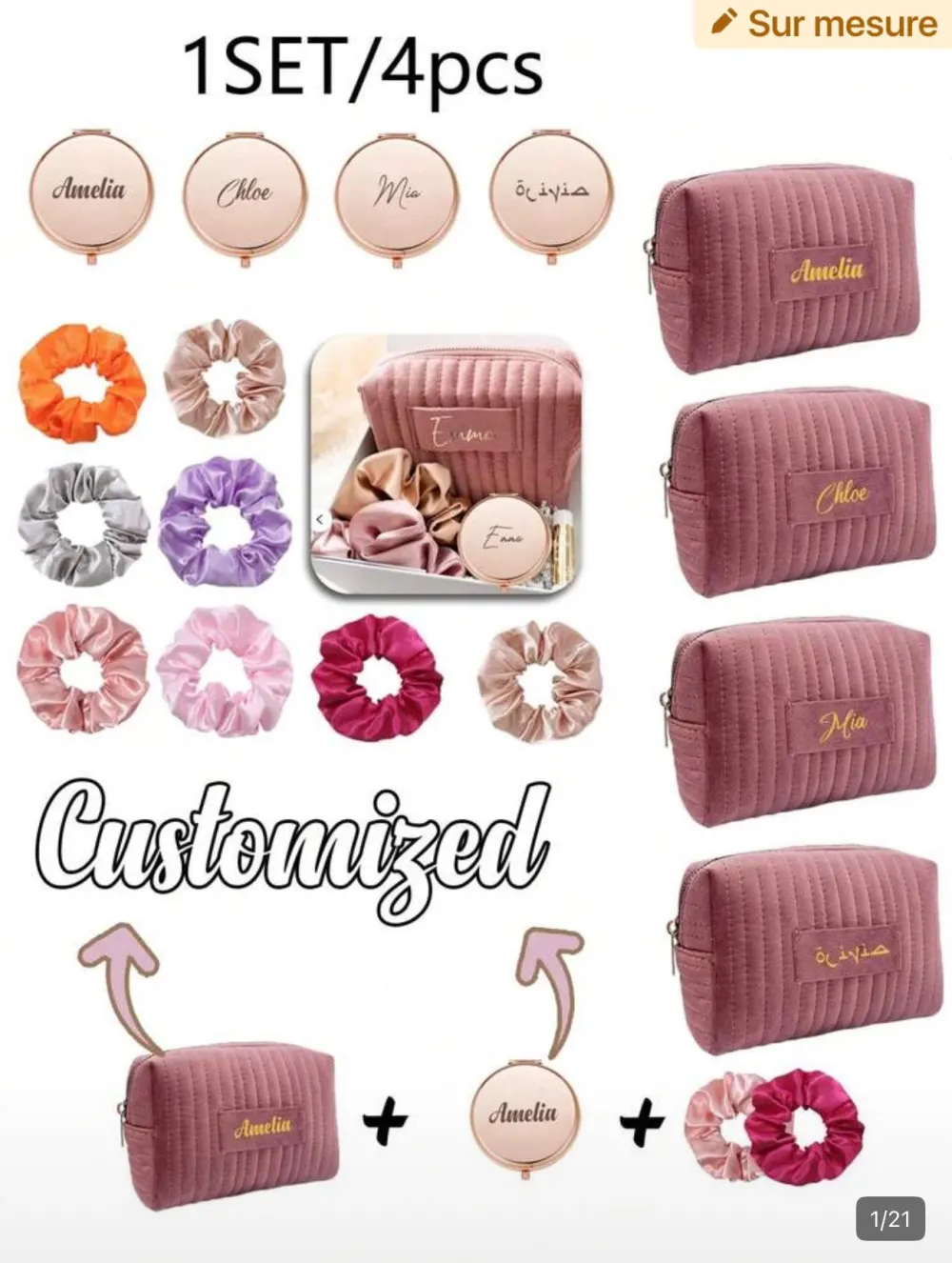 Set personnalisé trousse-miroir
