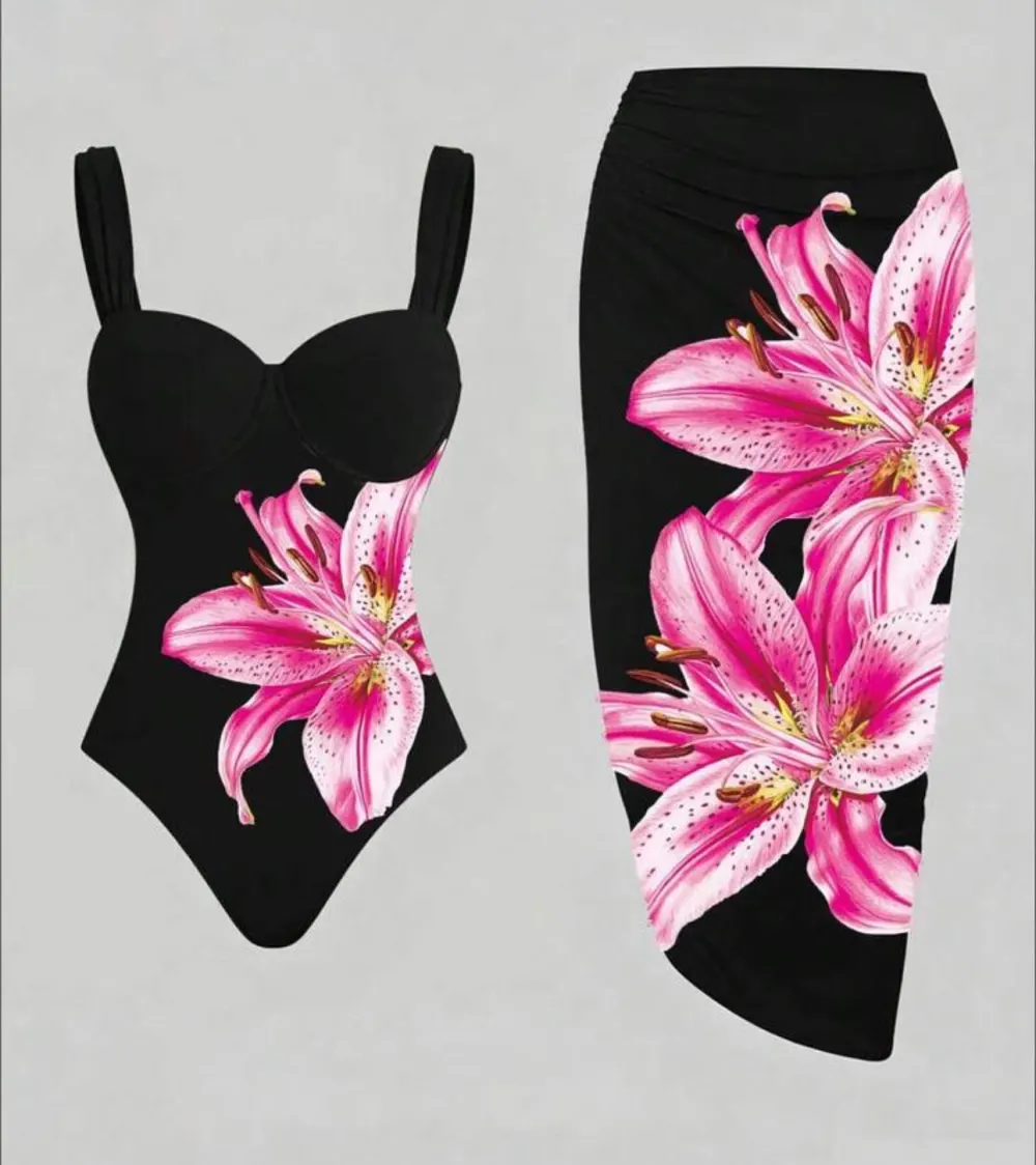 Maillot de bain noir rose
