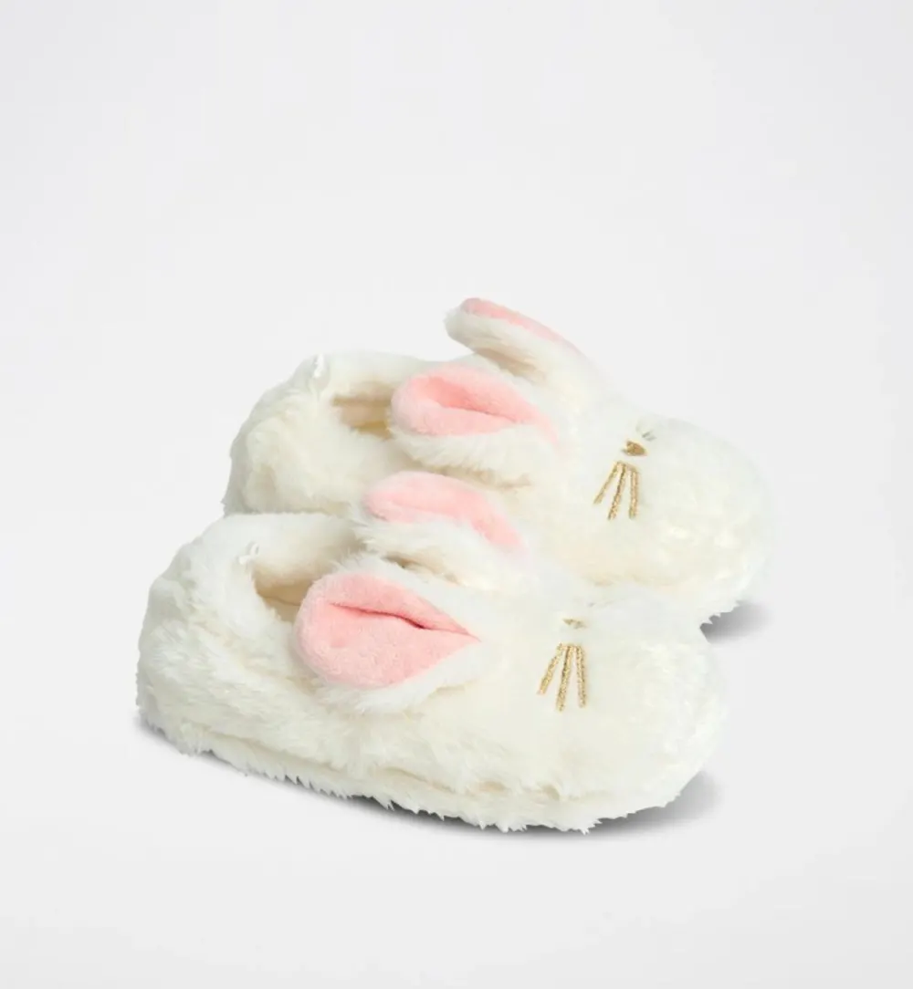 Pantoufle blanche rose