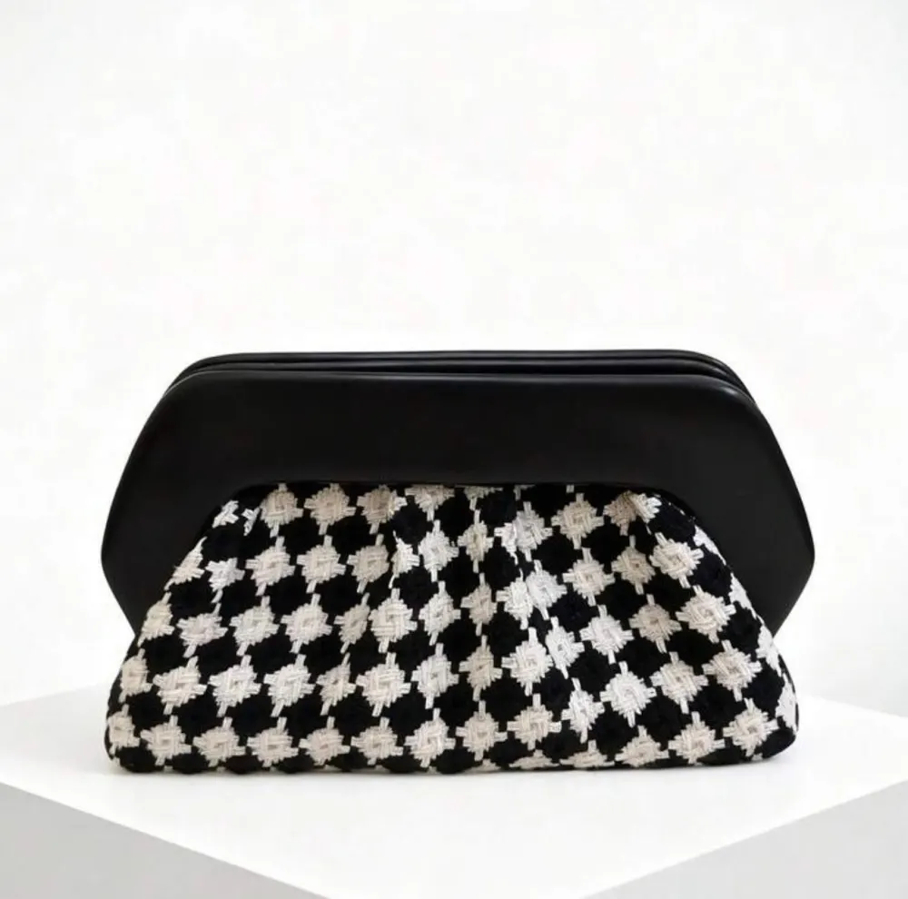 Sac bois damier noir et blanc