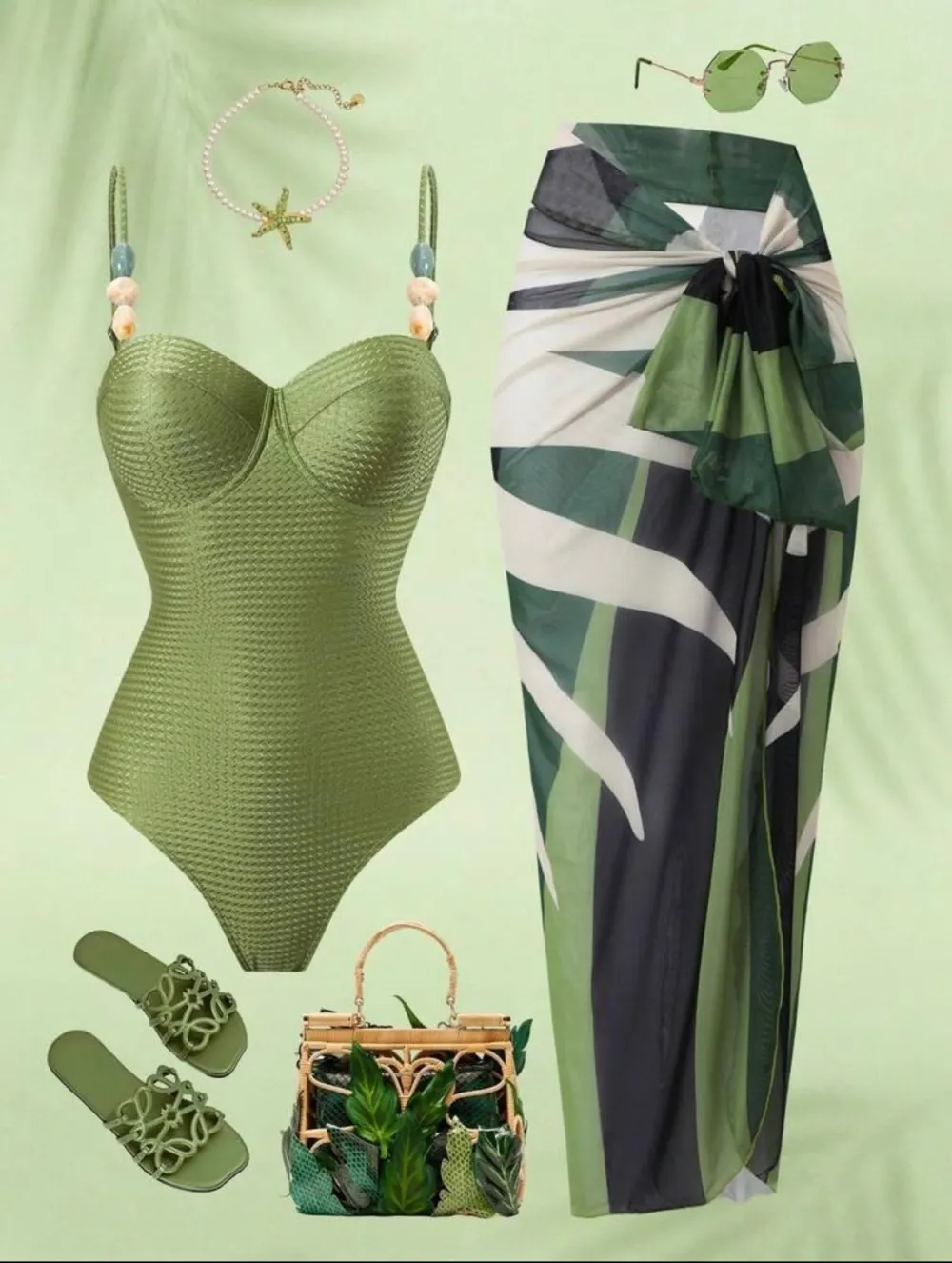 Ensemble maillot de bain vert