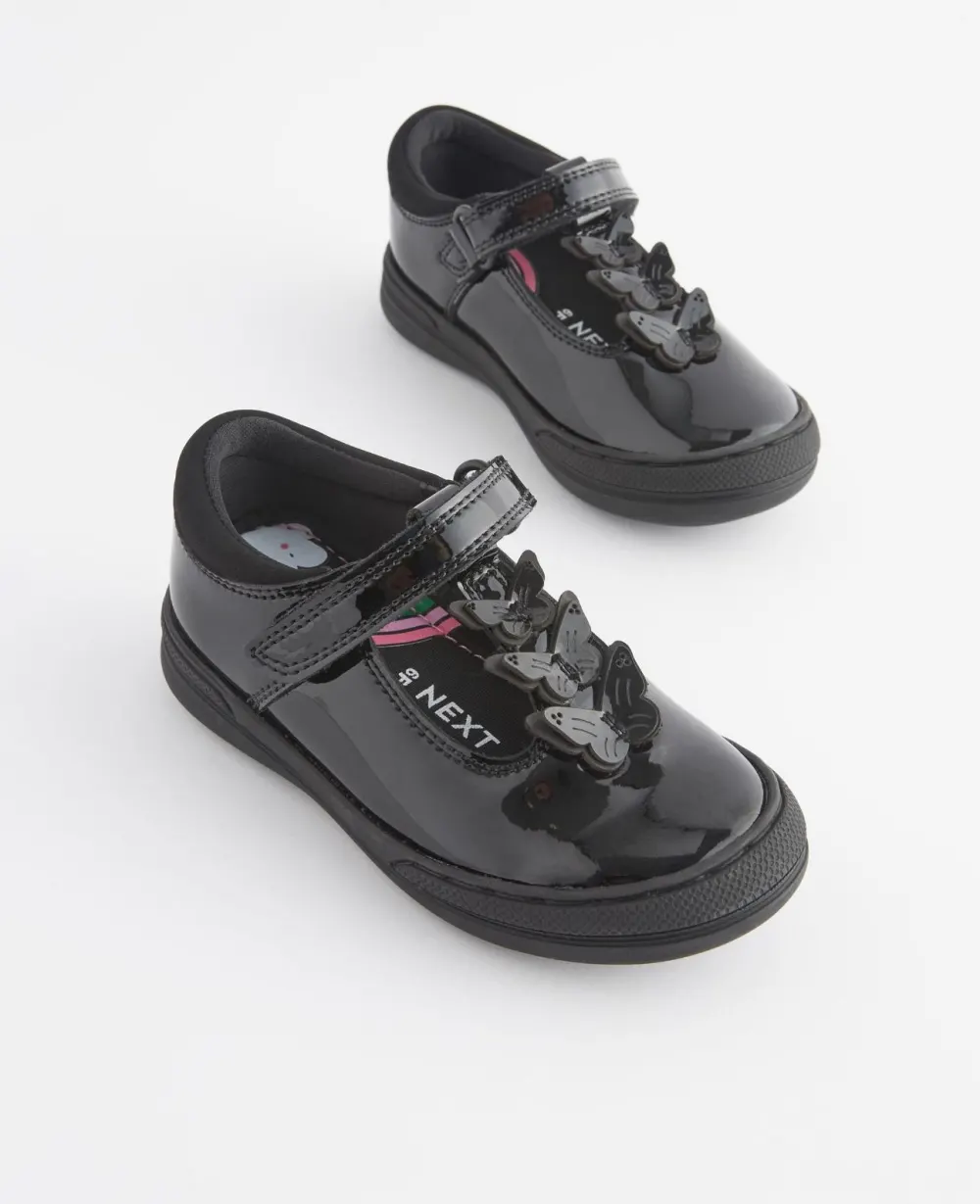 Ballerine noire vernie fleur Next