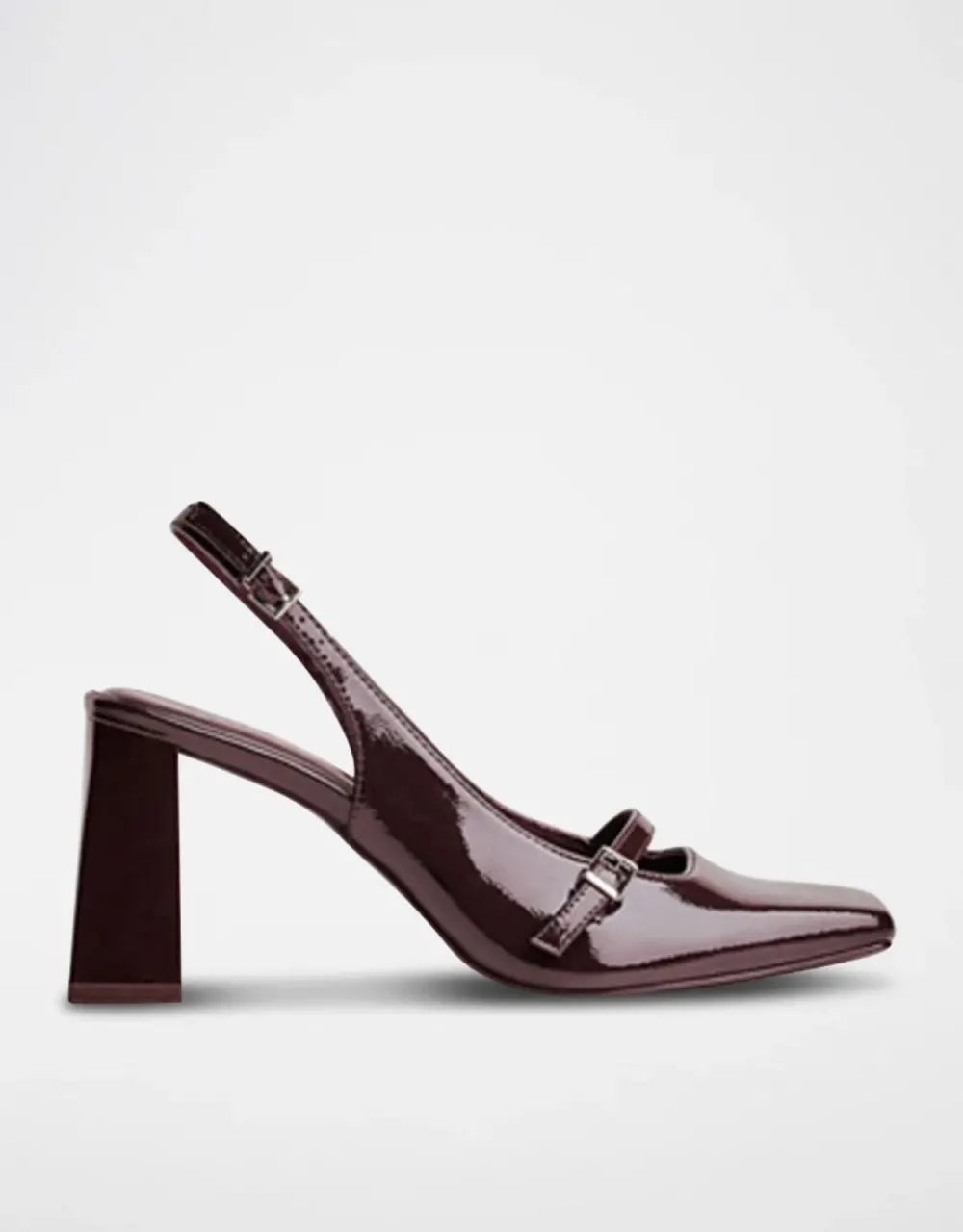 Slingback bloc bordeaux vernie Bershka