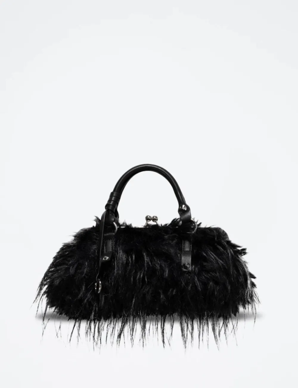Sac noir peluche Bershka