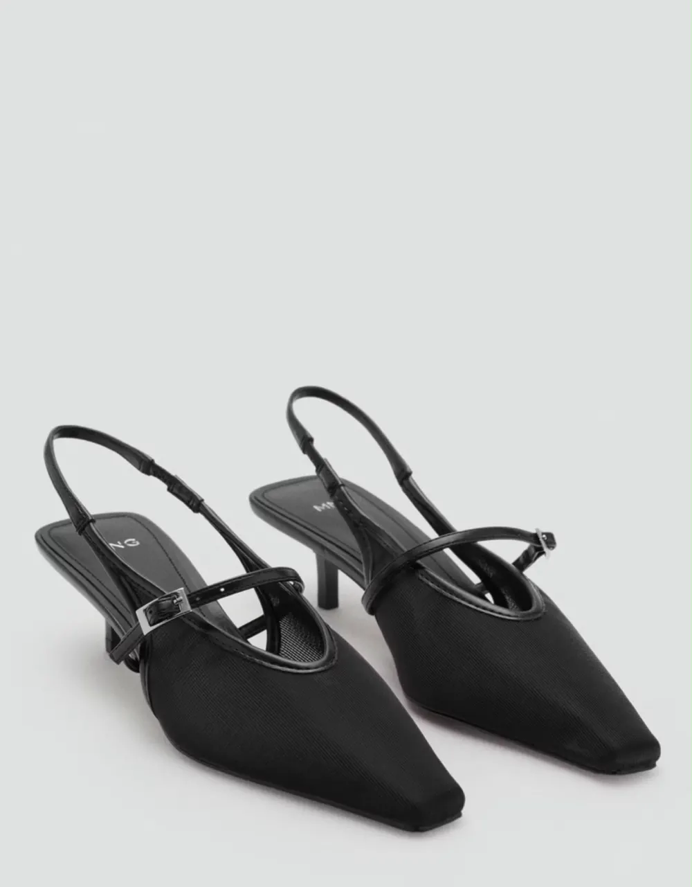 Slingback noire dentelle Mango