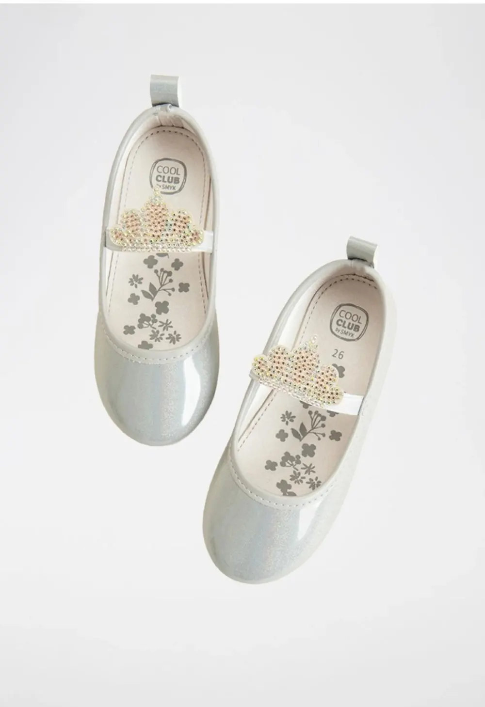 Ballerine grise clair bande strass Cool club
