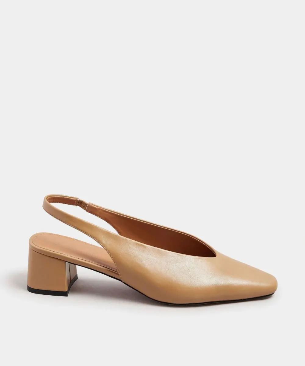 Slingback bloc camel Next