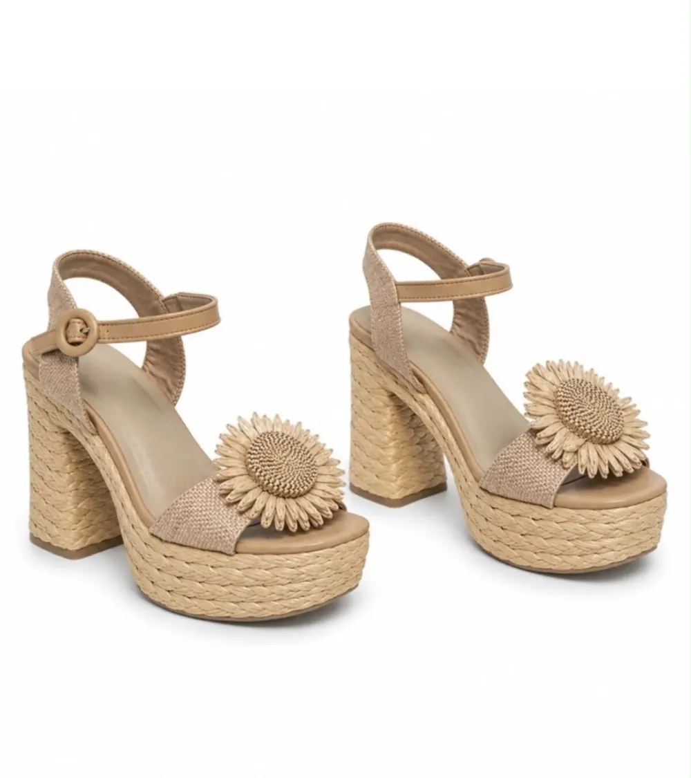Sandale bloc tissée camel Montevita