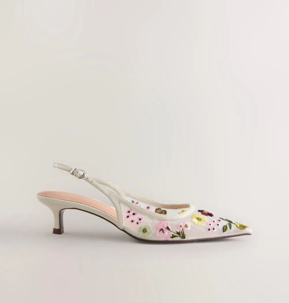 Slingback fleur verte beige Next