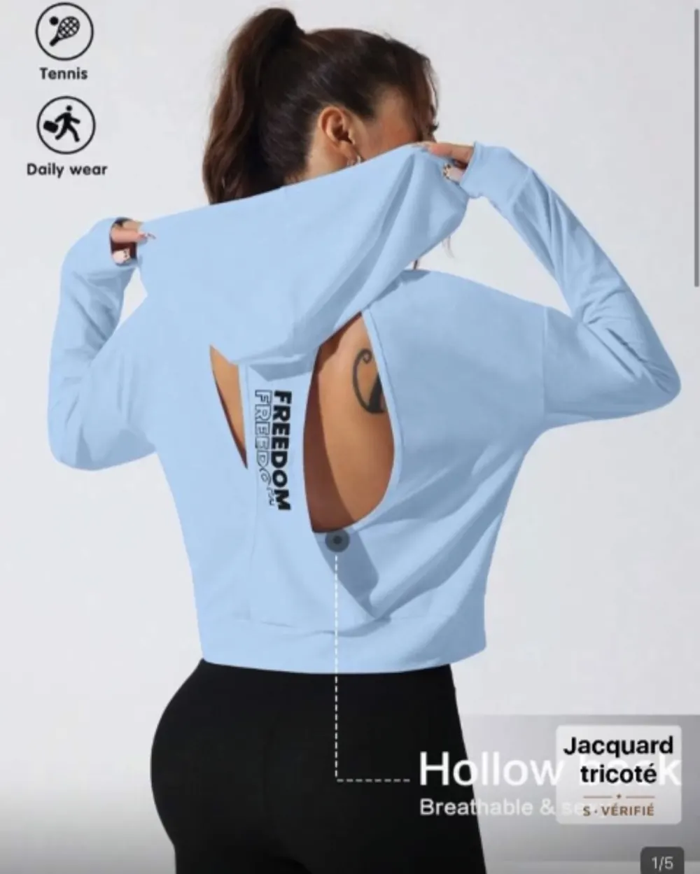 Sweat-shirt de sport bleu ciel - 2