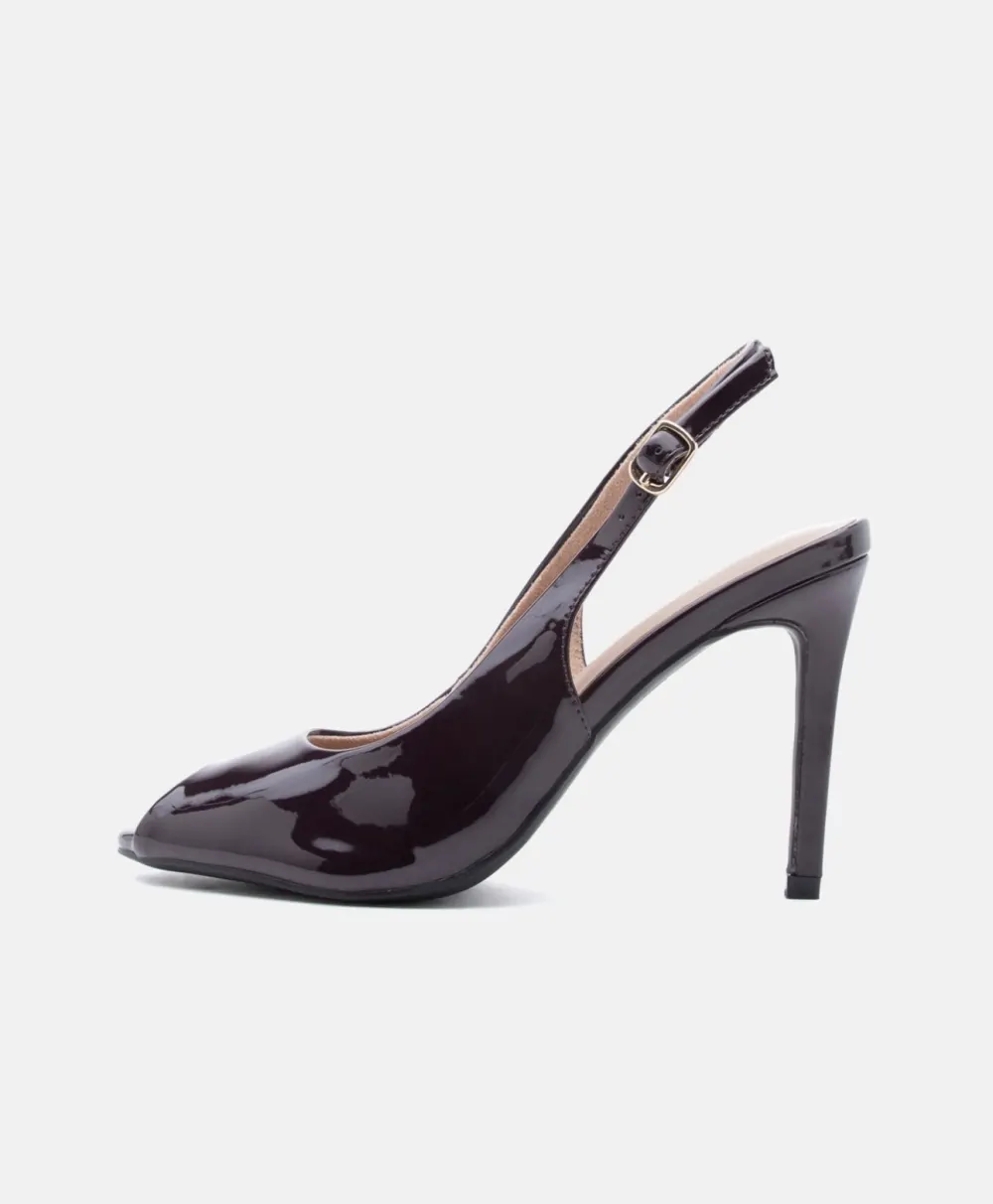 Slingback vernie bordeau AF - 3