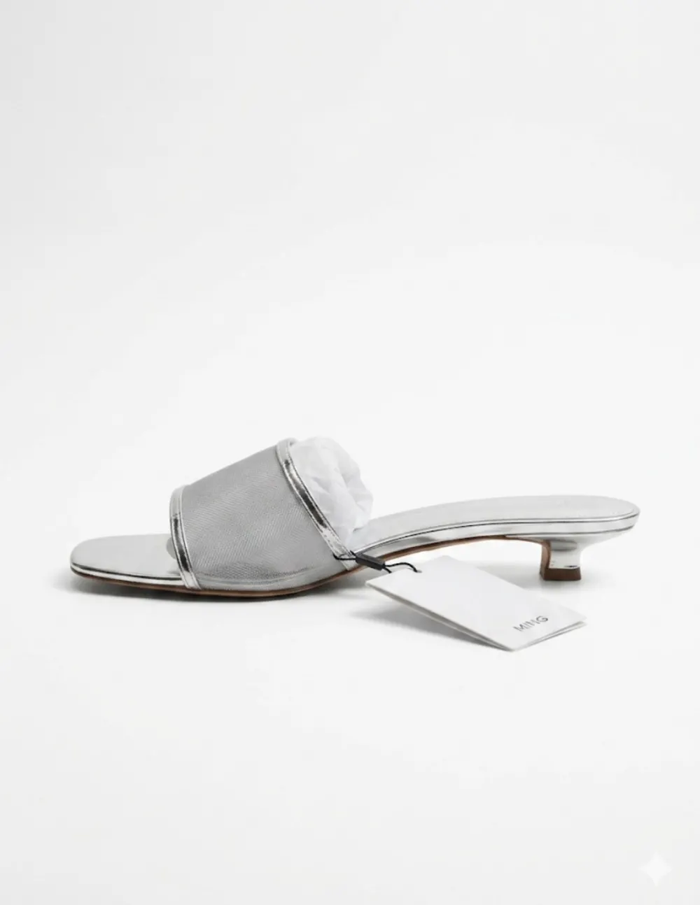 Mule argentée en dentelle Mango - 2