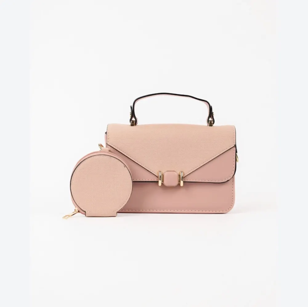 Sac carré rose poudré - 2