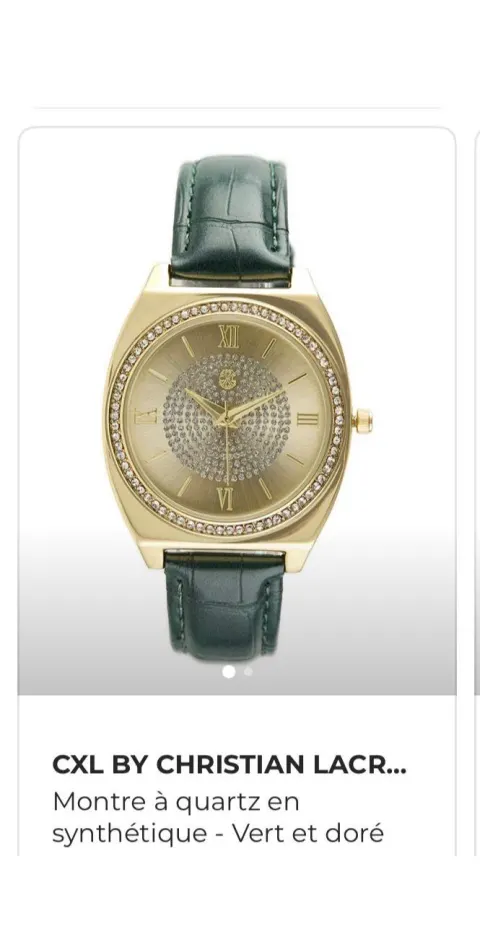 CL montre verte fond or