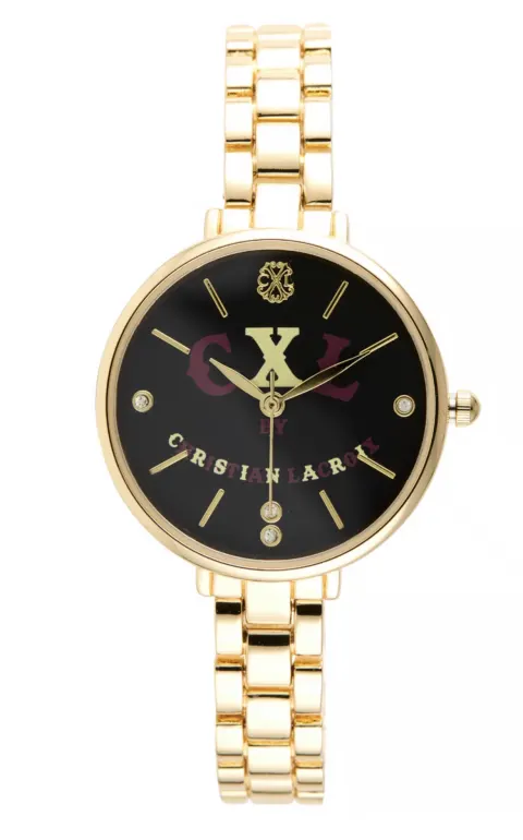 montre dorée fond noir bordeau CL