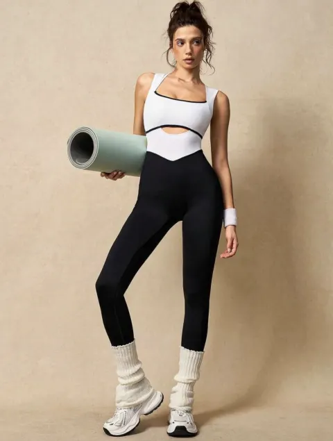 Combinaison sport blanche noir S