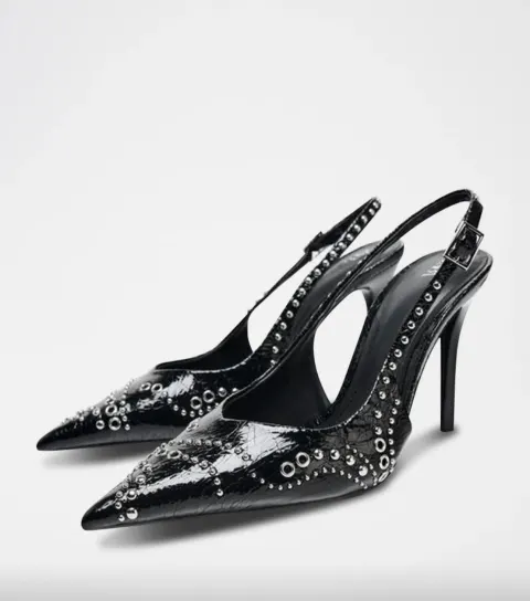 Slingback noir argentée Zara