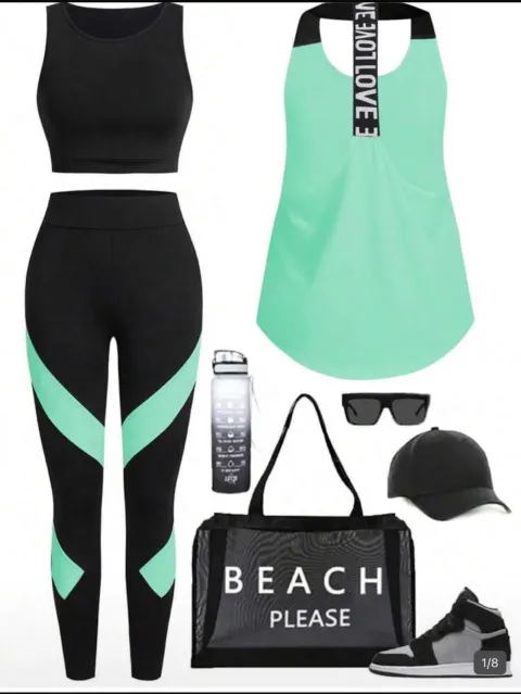 Trio de sport vert et noir