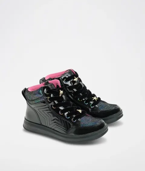 Tennis montante noire brillante et rose Cool club