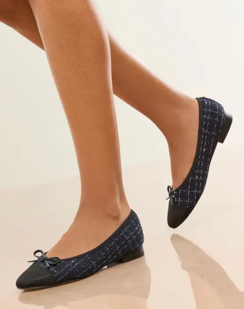 Ballerine bleu nuit noire à noeuds Next