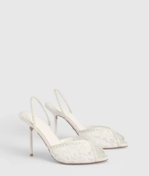 Slingback dentelle blanche Bohoo