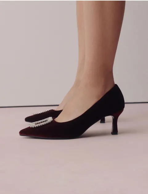 Escarpin bordeaux velours Next