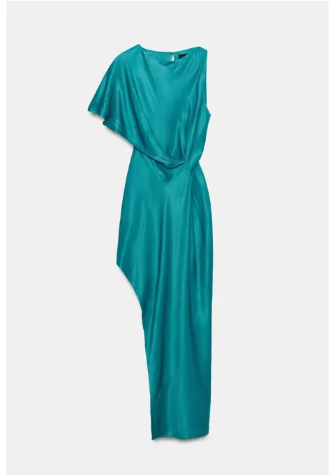 Robe satin verte Zara