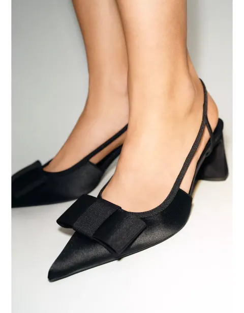 Slingback bloc noir à noeud Zara
