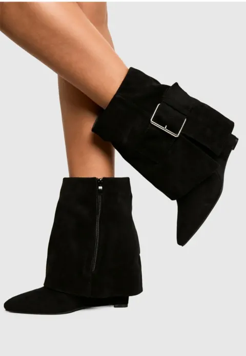 Mini botte noir velours