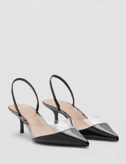 Slingback noire vynile Mango