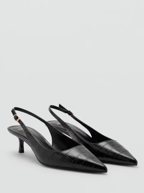 Slingback noire croco Mango