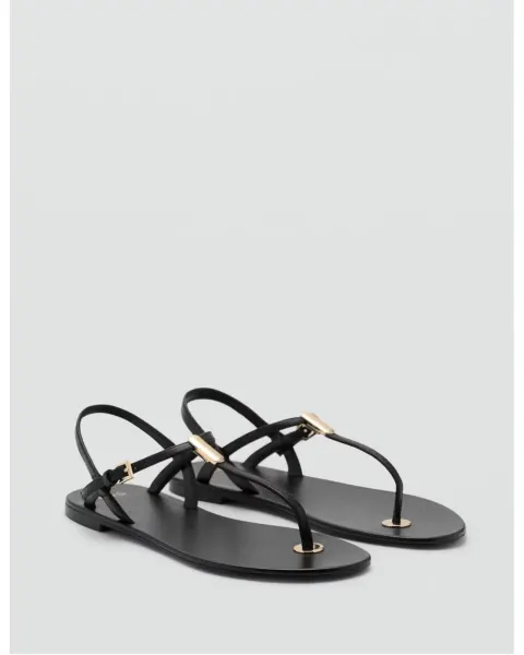 Sandale plate noire Mango