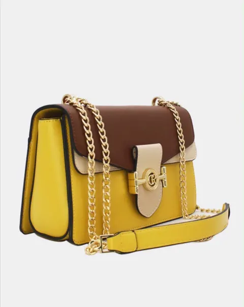 Sac clucht jaune marron
