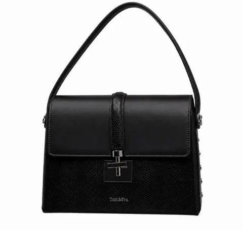 Sac carré noir croco Tom&Eva