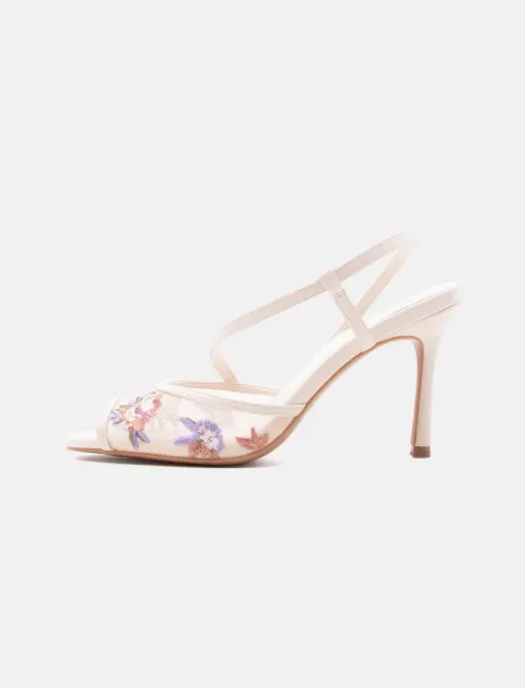 Sandale grille fleur rose violet Anna Field