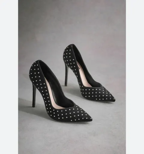 Escarpin noire pointe argent Next