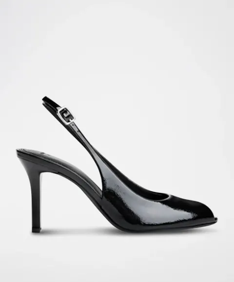 Slingback noire vernie Bershka