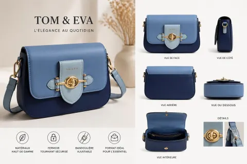Sac clucht bleu mixte Tom&Eva